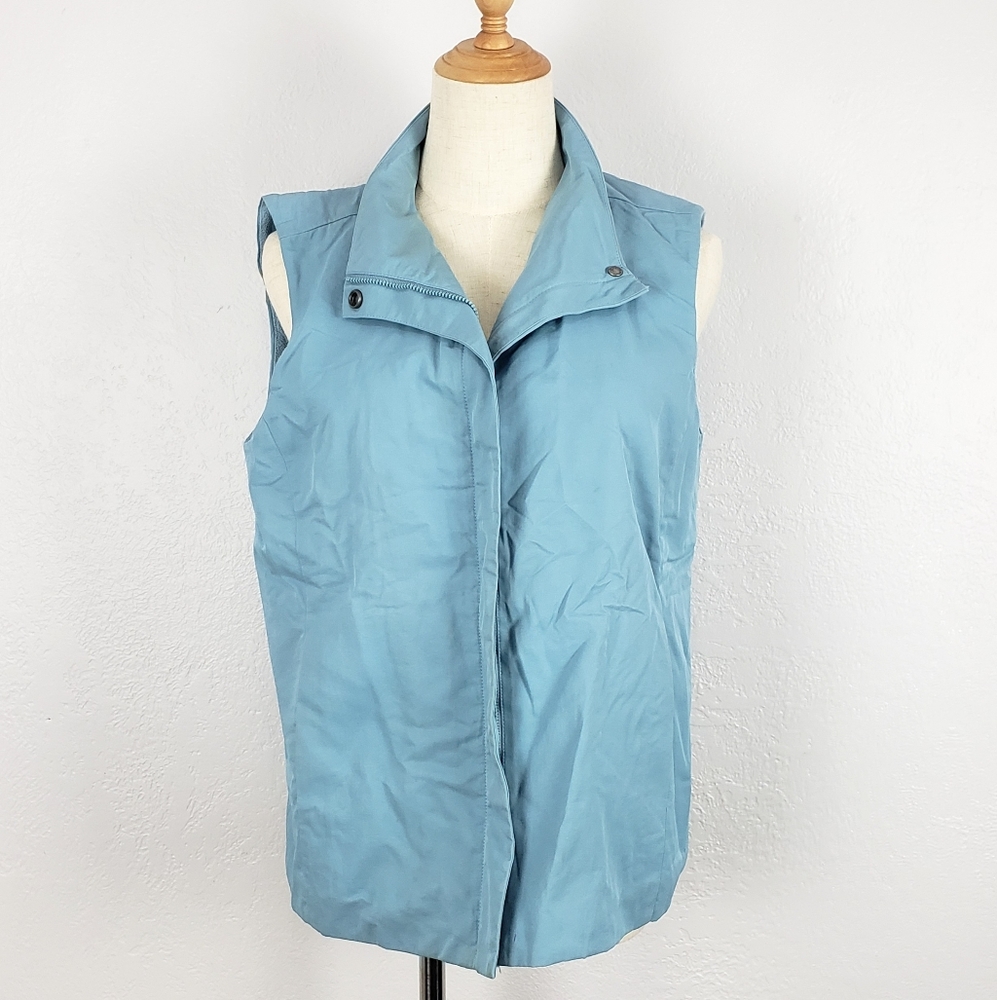 Eileen Fisher Dusty Blue Fleece Lined Vest